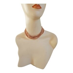 Vintage 5 Strand Freshwater Pearl Gathered Choker Necklace 13"